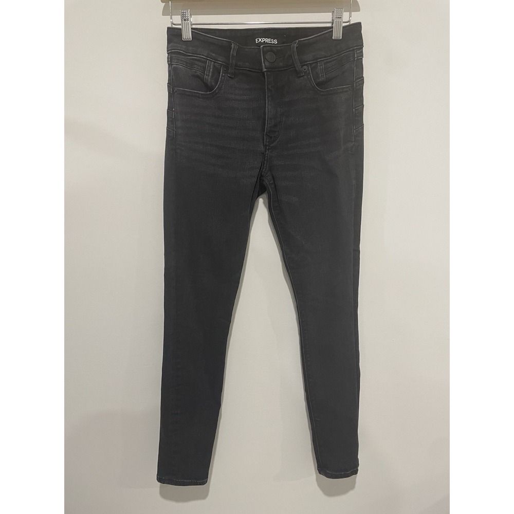 Express Mid Rise Women's Jeans Black Size 4 Short Stretch Denim Perfect Lift